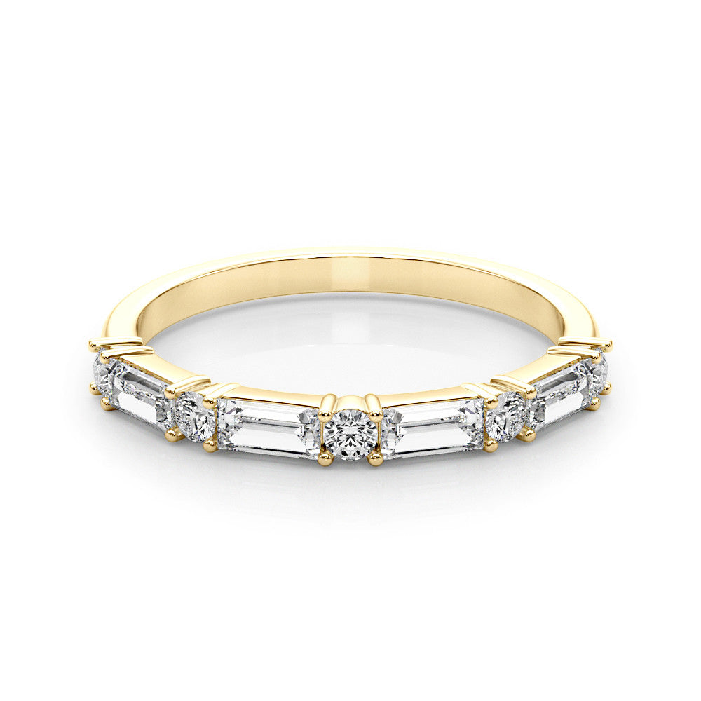 0.70 ct. Round And Baguette Diamond Band Shared Prong-VIRABYANI